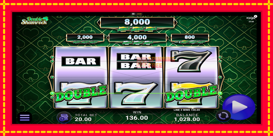 Double Shamrock mesin slot dengan animasi cerah, gambar 3