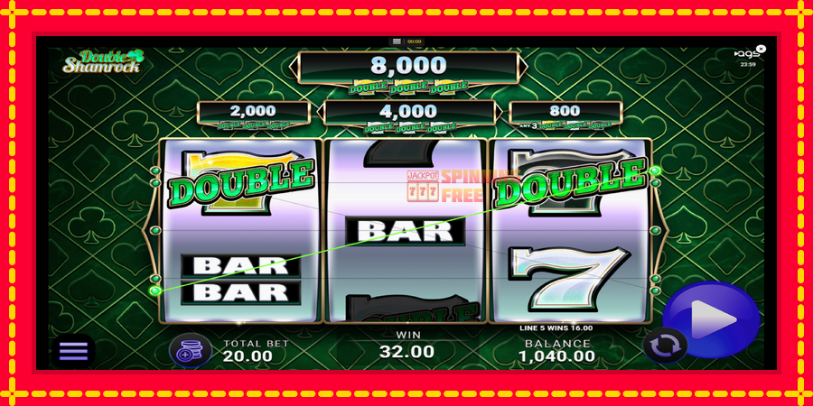 Double Shamrock mesin slot dengan animasi cerah, gambar 4