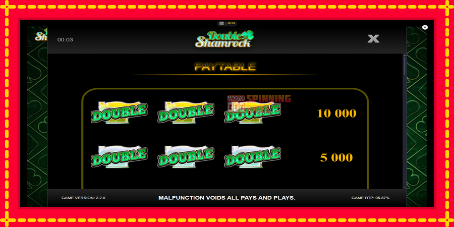 Double Shamrock mesin slot dengan animasi cerah, gambar 5