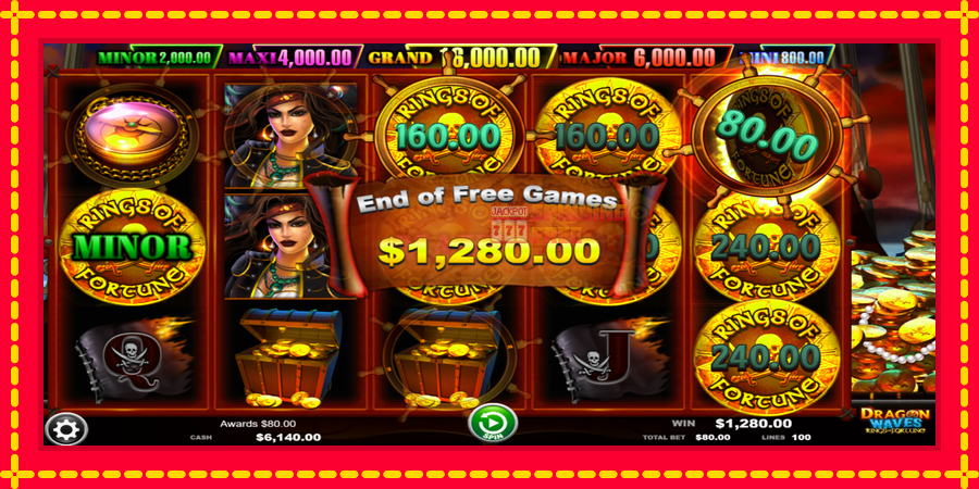 Dragon Waves - Rings of Fortune mesin slot dengan animasi cerah, gambar 4