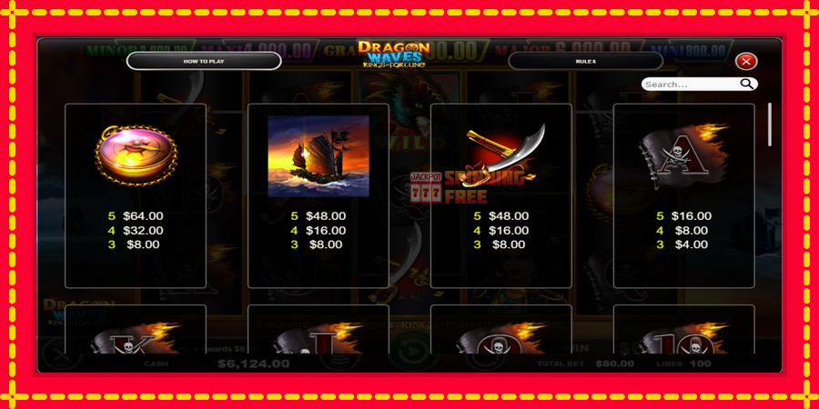 Dragon Waves - Rings of Fortune mesin slot dengan animasi cerah, gambar 6