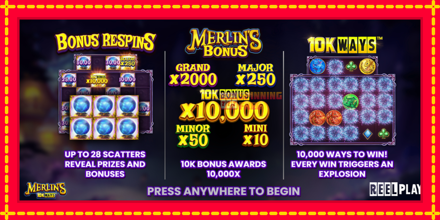 Merlins 10k Ways mesin slot dengan animasi cerah, gambar 1