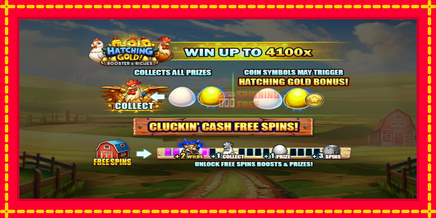 Hatching Gold! Roosters Riches mesin slot dengan animasi cerah, gambar 1