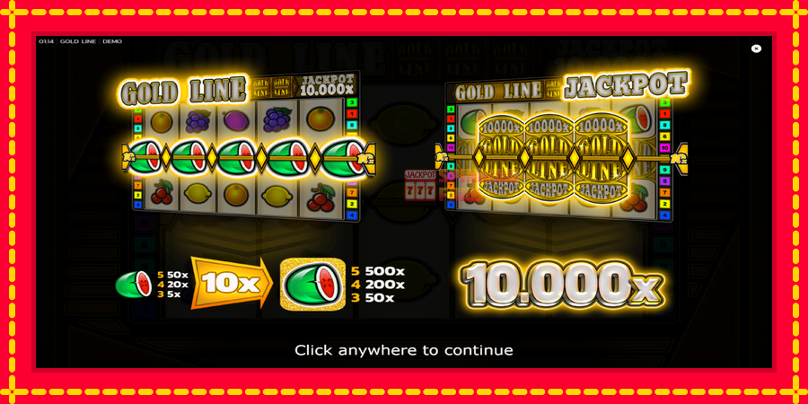 Gold Line mesin slot dengan animasi cerah, gambar 1