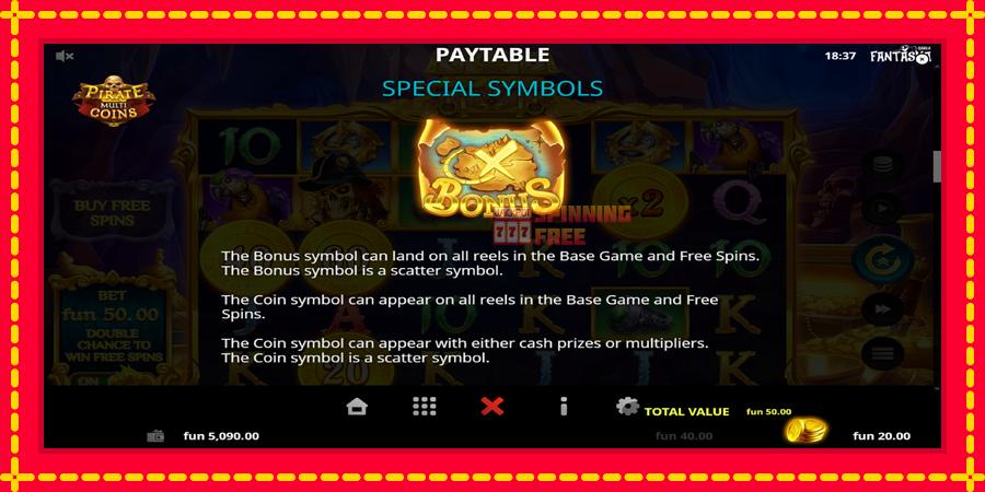 Pirate Multi Coins mesin slot dengan animasi cerah, gambar 7