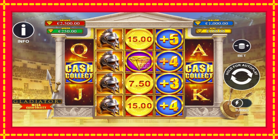 Gladiator: Mega Cash Collect mesin slot dengan animasi cerah, gambar 2