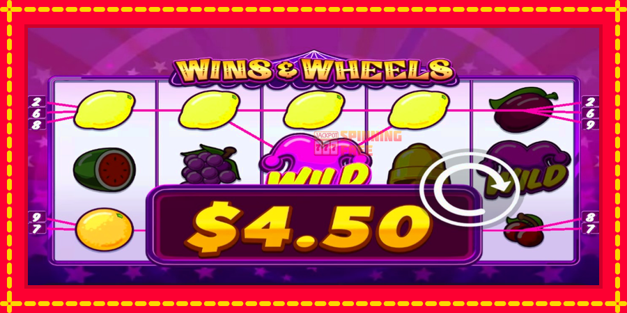 Wins & Wheels mesin slot dengan animasi cerah, gambar 4