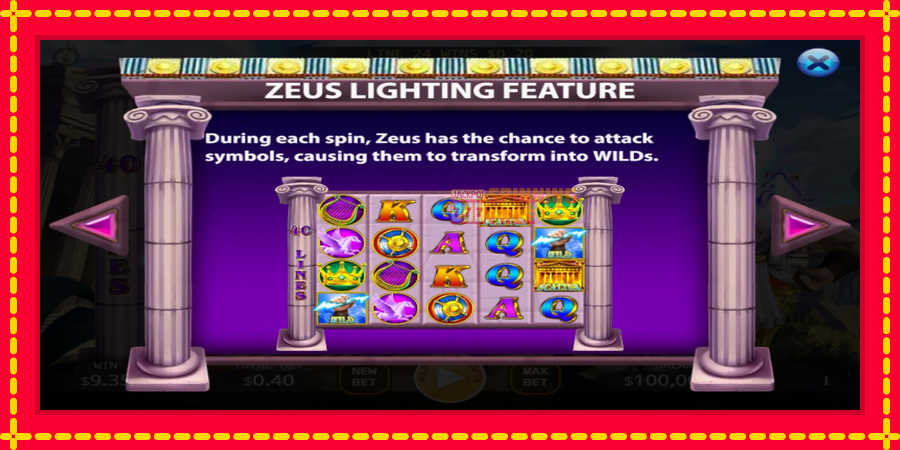 King of the God Zeus mesin slot dengan animasi cerah, gambar 4