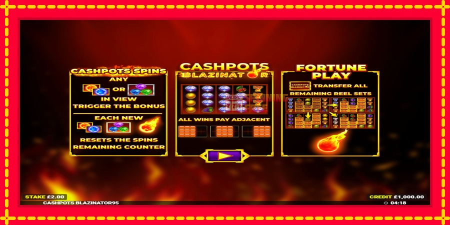 Cashpots Blazinator mesin slot dengan animasi cerah, gambar 1