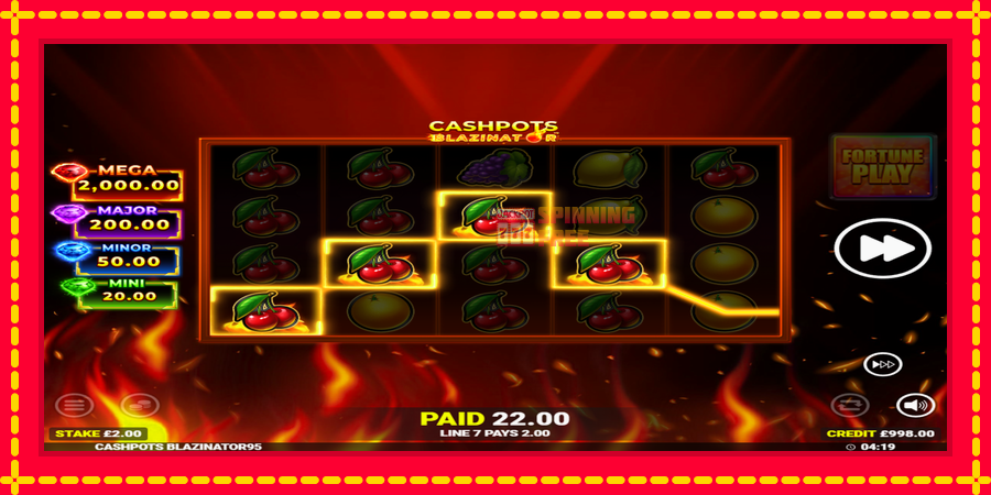 Cashpots Blazinator mesin slot dengan animasi cerah, gambar 3