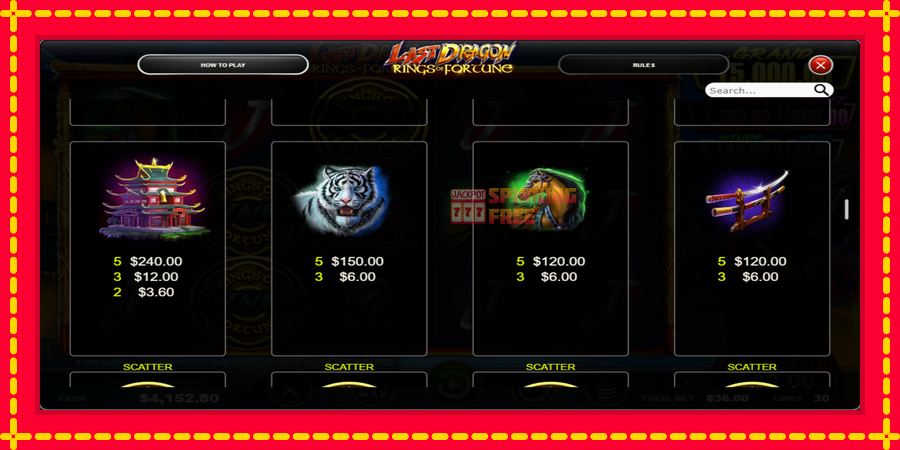 Last Dragon - Rings of Fortune mesin slot dengan animasi cerah, gambar 3