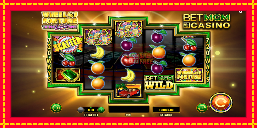 Wheel of Fortune Triple Extreme Spin BetMGM mesin slot dengan animasi cerah, gambar 2