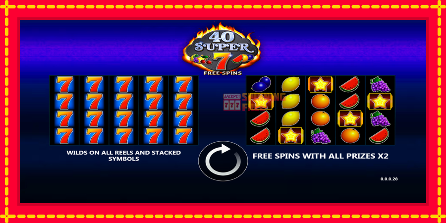 40 Super 7 Free Spins mesin slot dengan animasi cerah, gambar 1