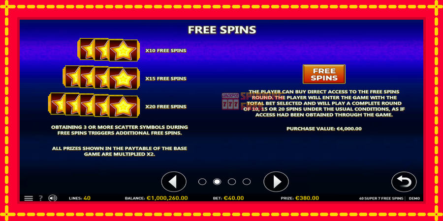 40 Super 7 Free Spins mesin slot dengan animasi cerah, gambar 6