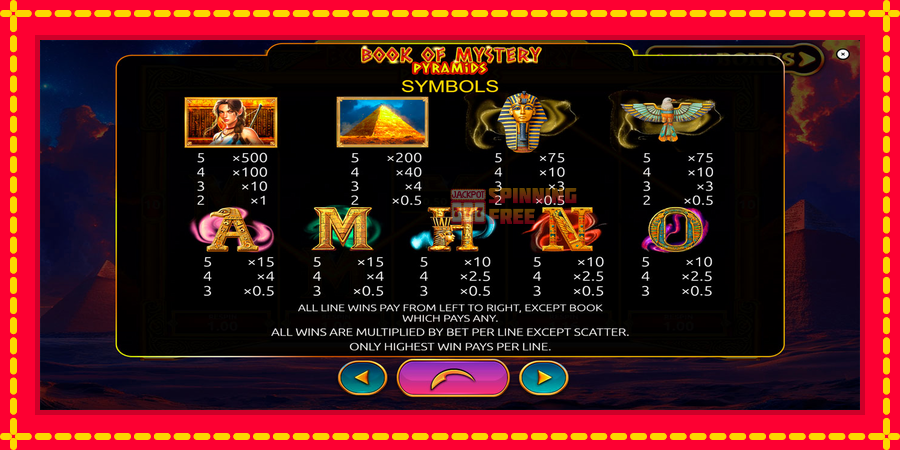 Book of Mystery Pyramids mesin slot dengan animasi cerah, gambar 6