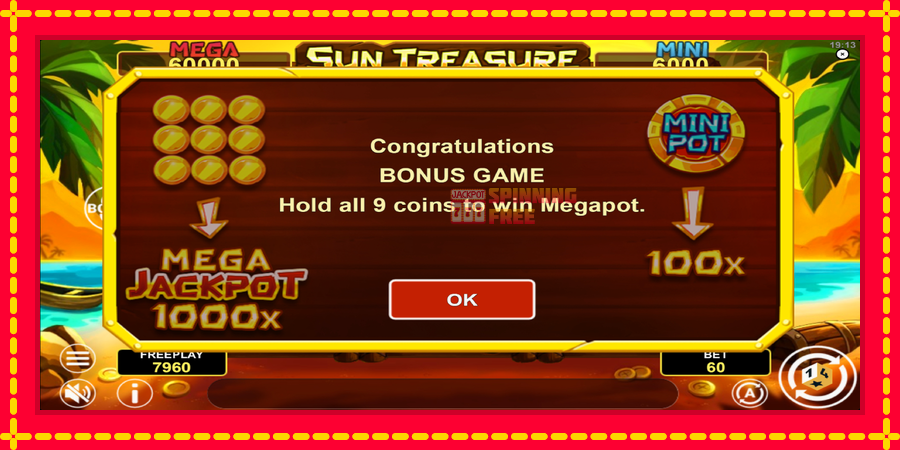 Sun Treasure Hold & Win mesin slot dengan animasi cerah, gambar 4