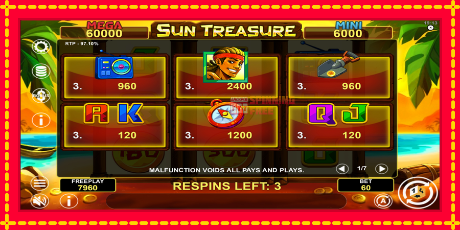 Sun Treasure Hold & Win mesin slot dengan animasi cerah, gambar 5