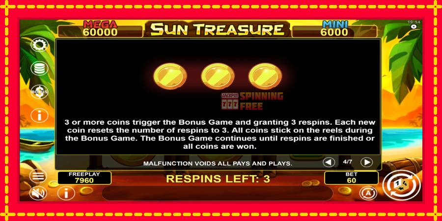 Sun Treasure Hold & Win mesin slot dengan animasi cerah, gambar 7