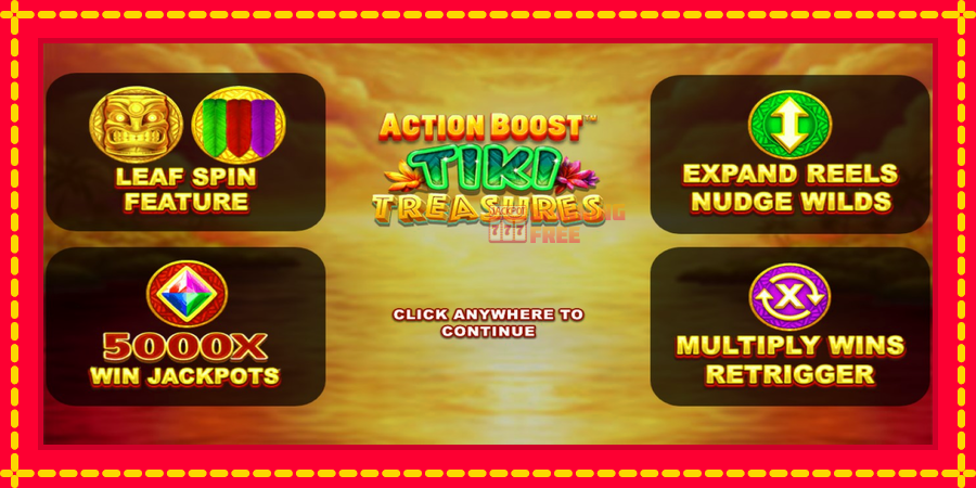 Action Boost Tiki Treasures mesin slot dengan animasi cerah, gambar 1