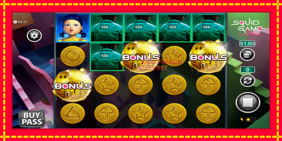 Squid Game One Lucky Day mesin slot dengan animasi cerah, gambar 4