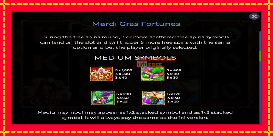 Mardi Gras Fortunes mesin slot dengan animasi cerah, gambar 5