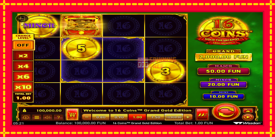 16 Coins Grand Gold Edition mesin slot dengan animasi cerah, gambar 2