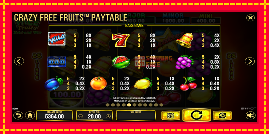 Crazy Free Fruits mesin slot dengan animasi cerah, gambar 5