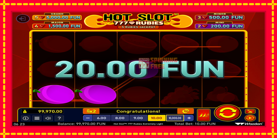 Hot Slot 777 Rubies Extremely Light mesin slot dengan animasi cerah, gambar 3