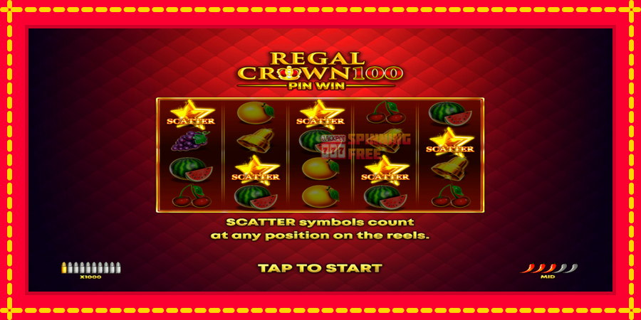 Regal Crown 100 mesin slot dengan animasi cerah, gambar 1