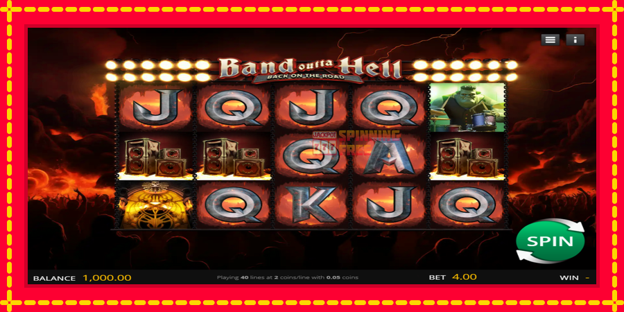 Band Outta Hell - Back on the Road mesin slot dengan animasi cerah, gambar 1