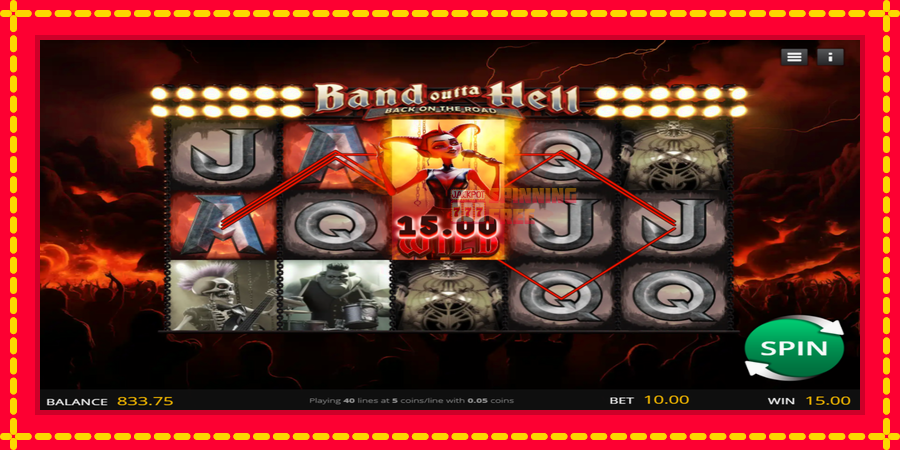 Band Outta Hell - Back on the Road mesin slot dengan animasi cerah, gambar 2