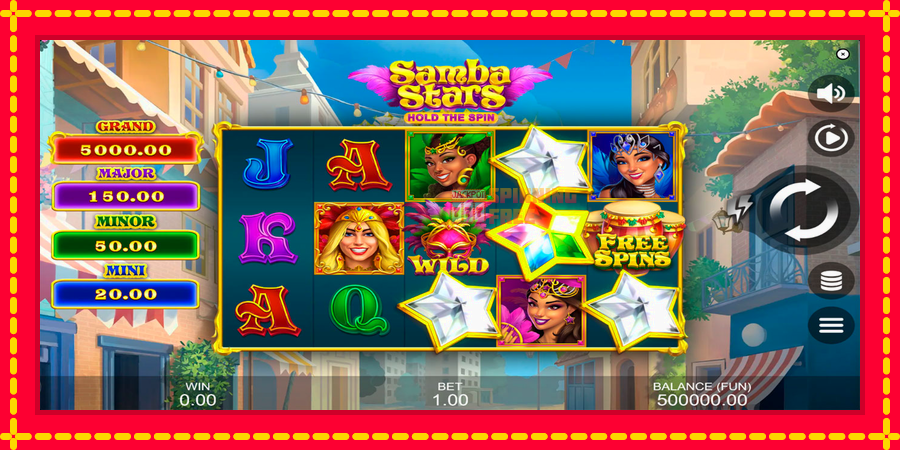 Samba Stars: Hold the Spin mesin slot dengan animasi cerah, gambar 1