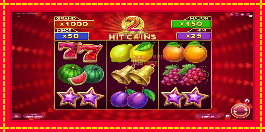 Hit Coins 2 Hold and Spin mesin slot dengan animasi cerah, gambar 2