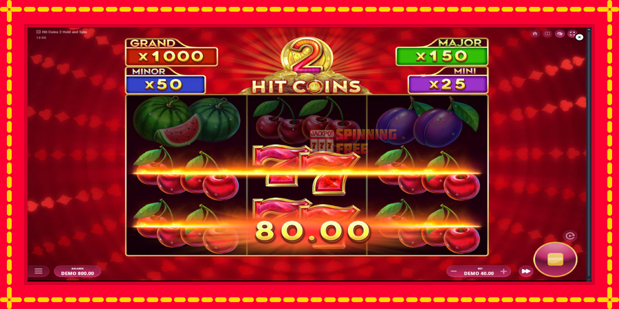 Hit Coins 2 Hold and Spin mesin slot dengan animasi cerah, gambar 4