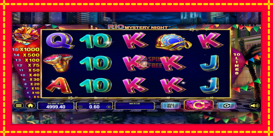 Rio Mystery Night mesin slot dengan animasi cerah, gambar 1