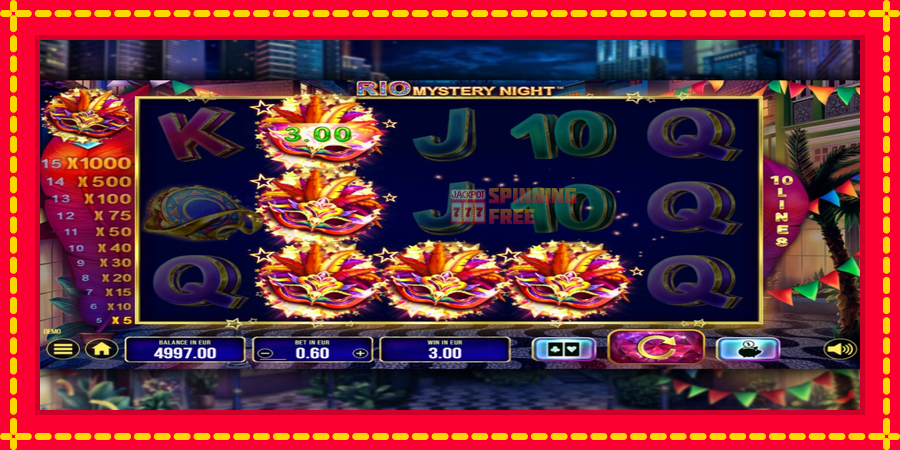 Rio Mystery Night mesin slot dengan animasi cerah, gambar 2