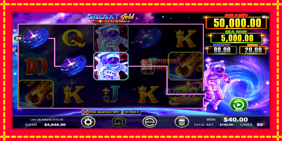 Galaxy Gold CashStacks Gold mesin slot dengan animasi cerah, gambar 3