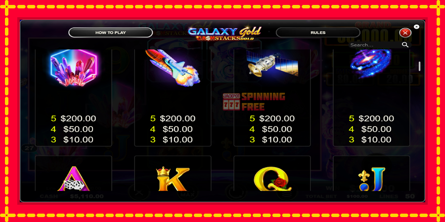 Galaxy Gold CashStacks Gold mesin slot dengan animasi cerah, gambar 5