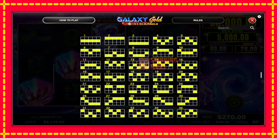 Galaxy Gold CashStacks Gold mesin slot dengan animasi cerah, gambar 6