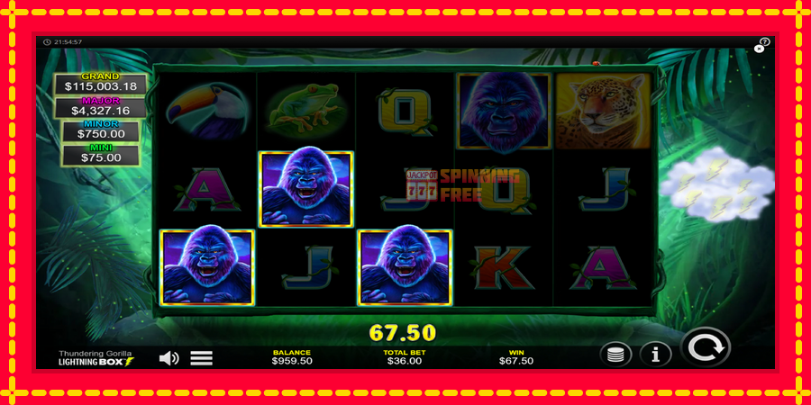 Thundering Gorilla mesin slot dengan animasi cerah, gambar 3