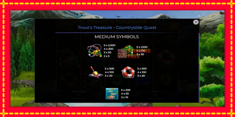 Trouts Treasure Countryside Quest mesin slot dengan animasi cerah, gambar 6