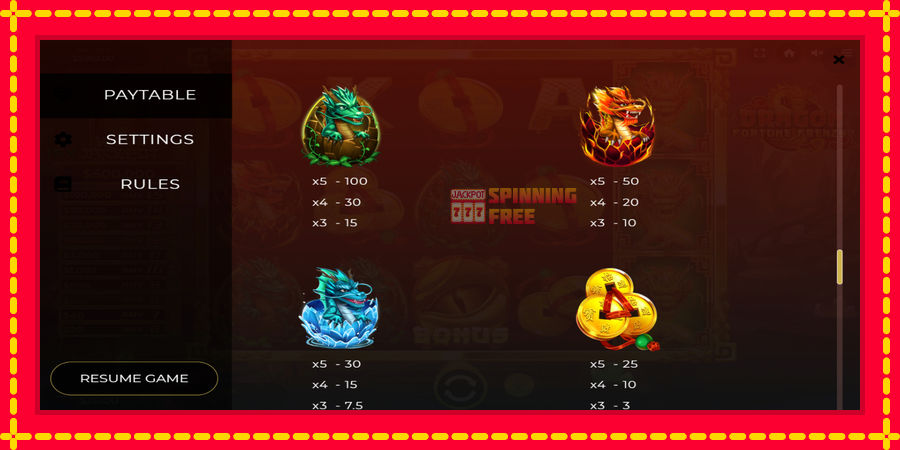 Dragon Fortune Frenzy mesin slot dengan animasi cerah, gambar 6