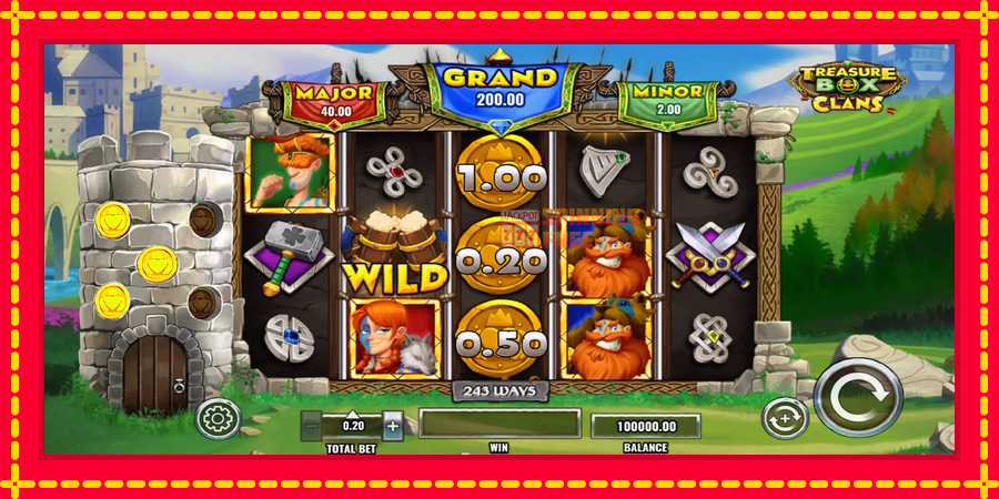 Treasure Box Clans mesin slot dengan animasi cerah, gambar 2