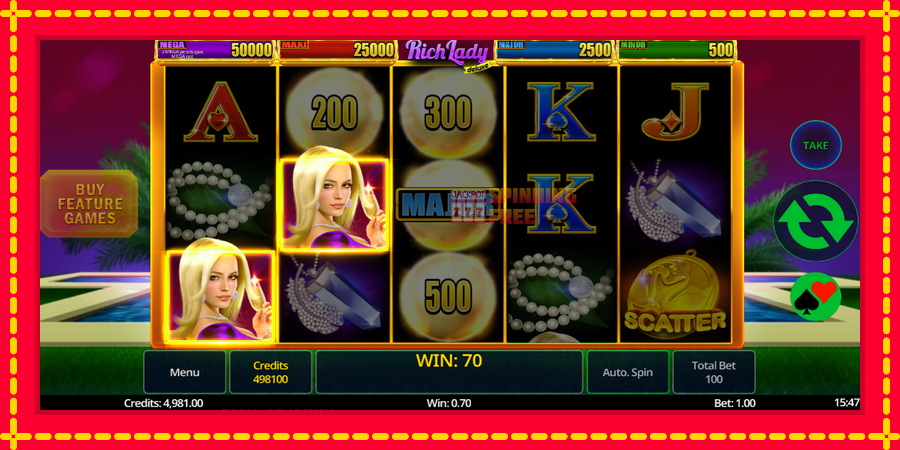 Rich Lady Deluxe mesin slot dengan animasi cerah, gambar 3