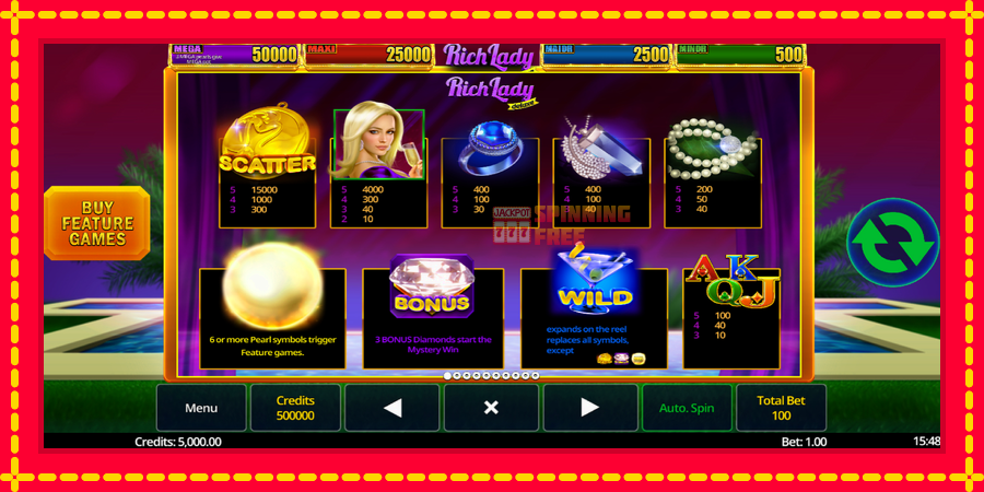 Rich Lady Deluxe mesin slot dengan animasi cerah, gambar 5