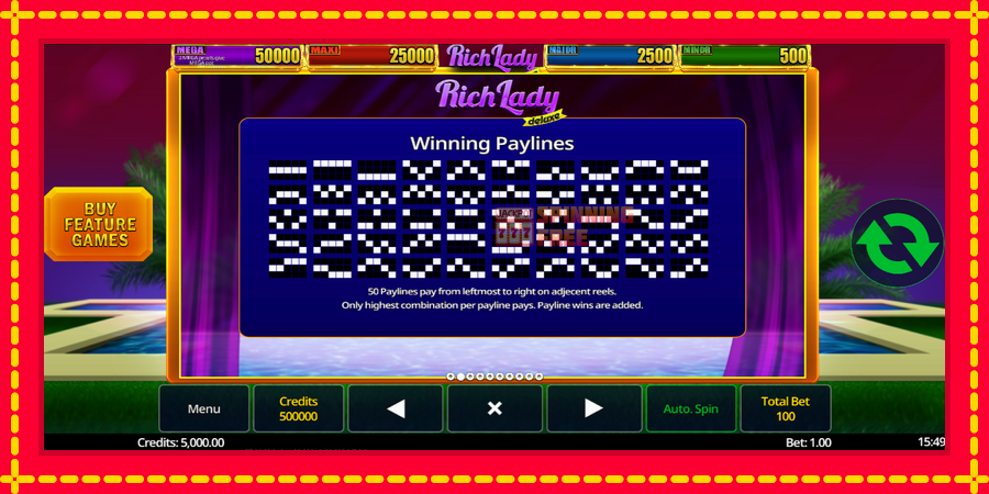 Rich Lady Deluxe mesin slot dengan animasi cerah, gambar 6