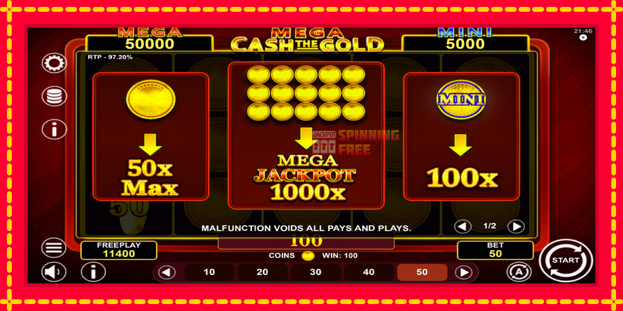 Mega Cash The Gold mesin slot dengan animasi cerah, gambar 6