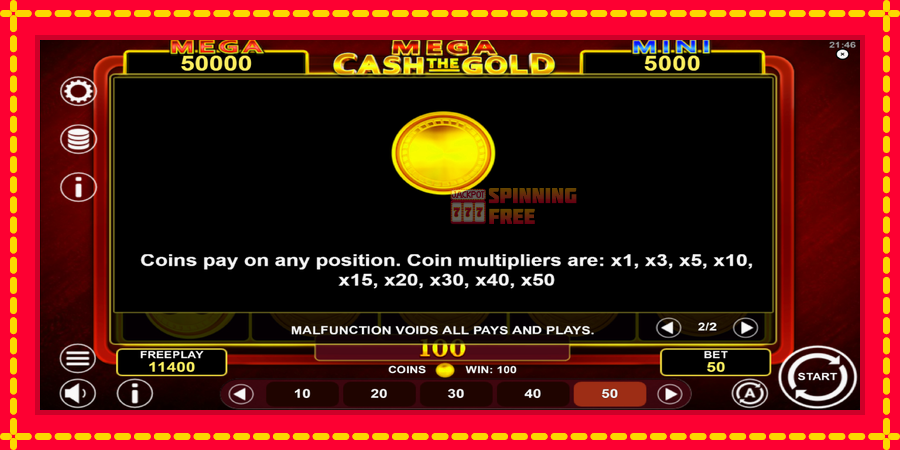 Mega Cash The Gold mesin slot dengan animasi cerah, gambar 7