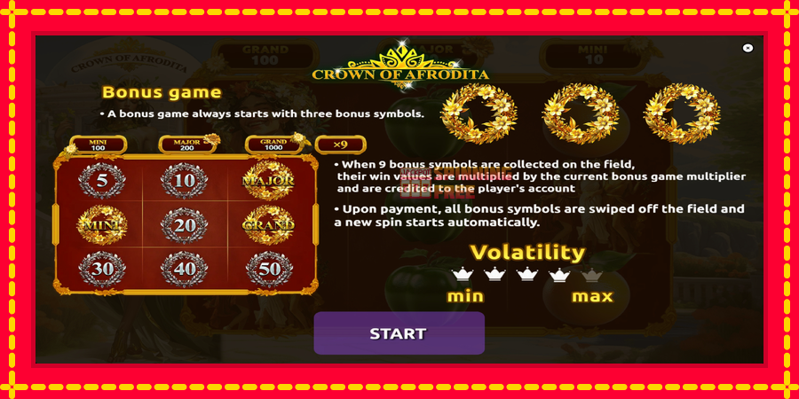 Crown of Afrodita mesin slot dengan animasi cerah, gambar 1