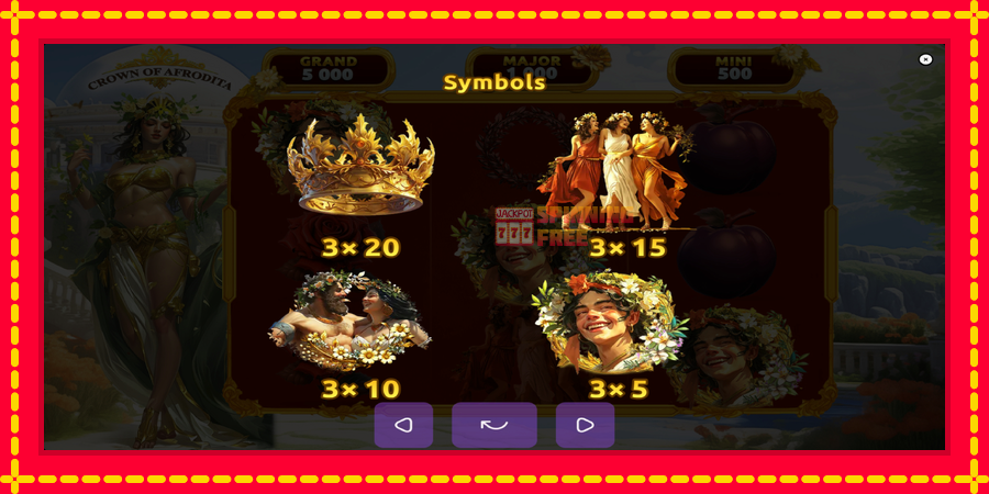 Crown of Afrodita mesin slot dengan animasi cerah, gambar 6